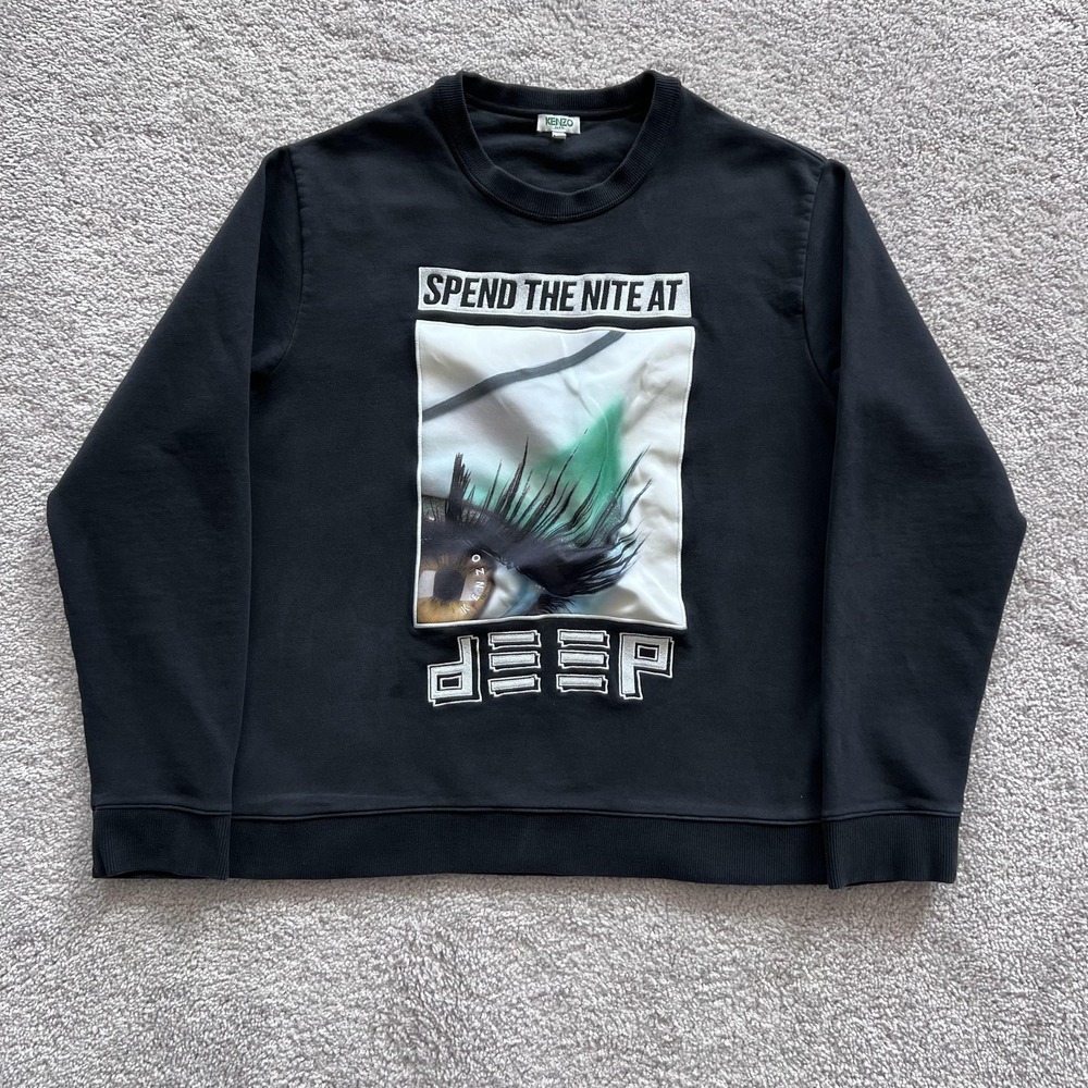 Kenzo Spend The Nite At Deep Eye Graphic Sweatshirt Mens Large Black Pullover‎
